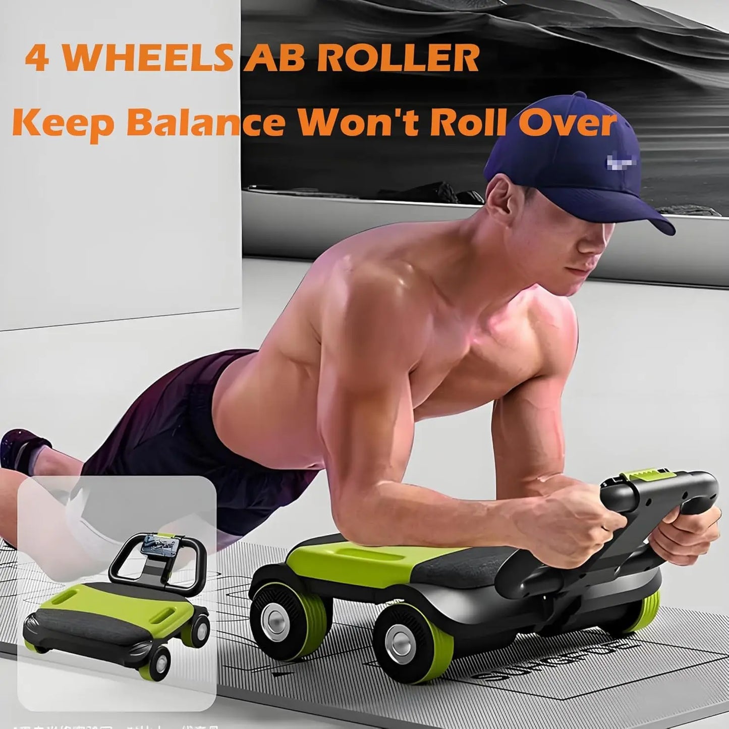 4-Wheel Ab Roller by NoEnName for Core Strength Training