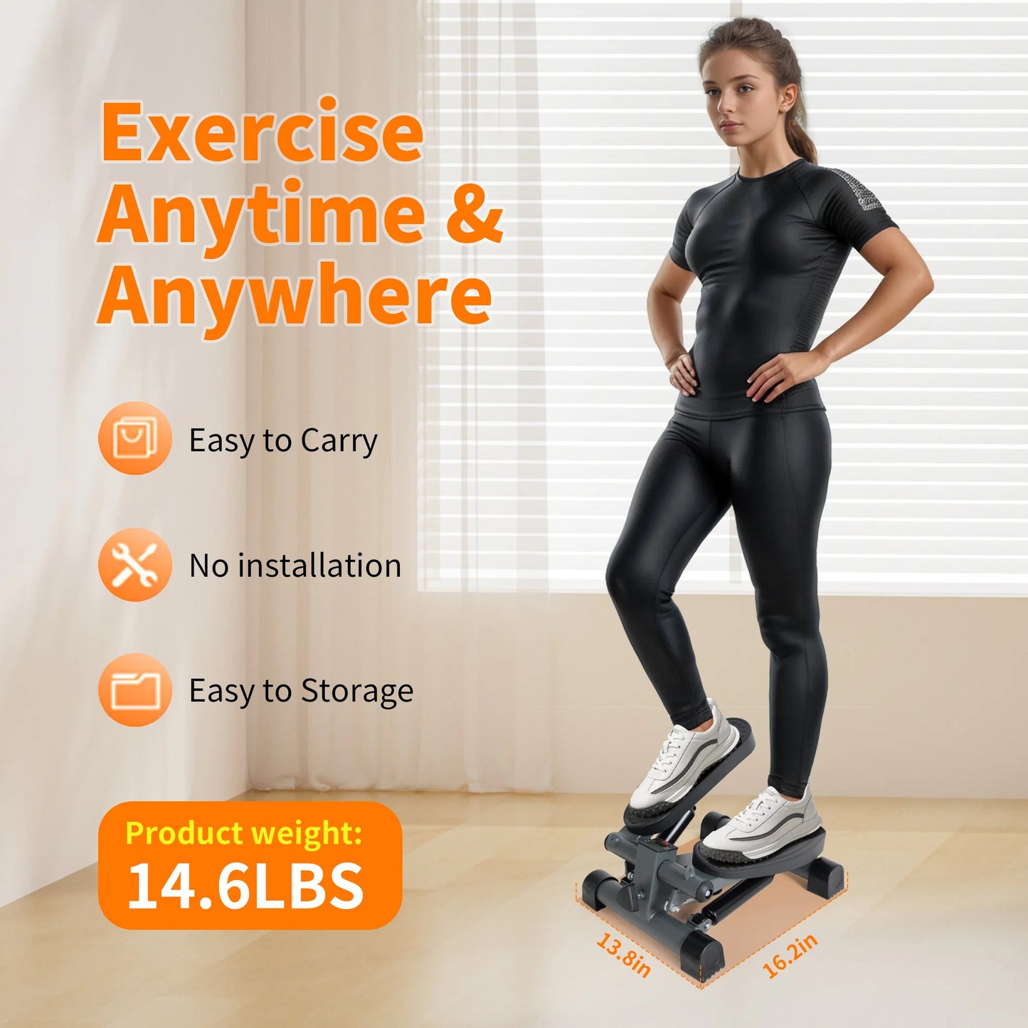 LeikeFitness Mini Stair Stepper with Digital Monitor and Bands