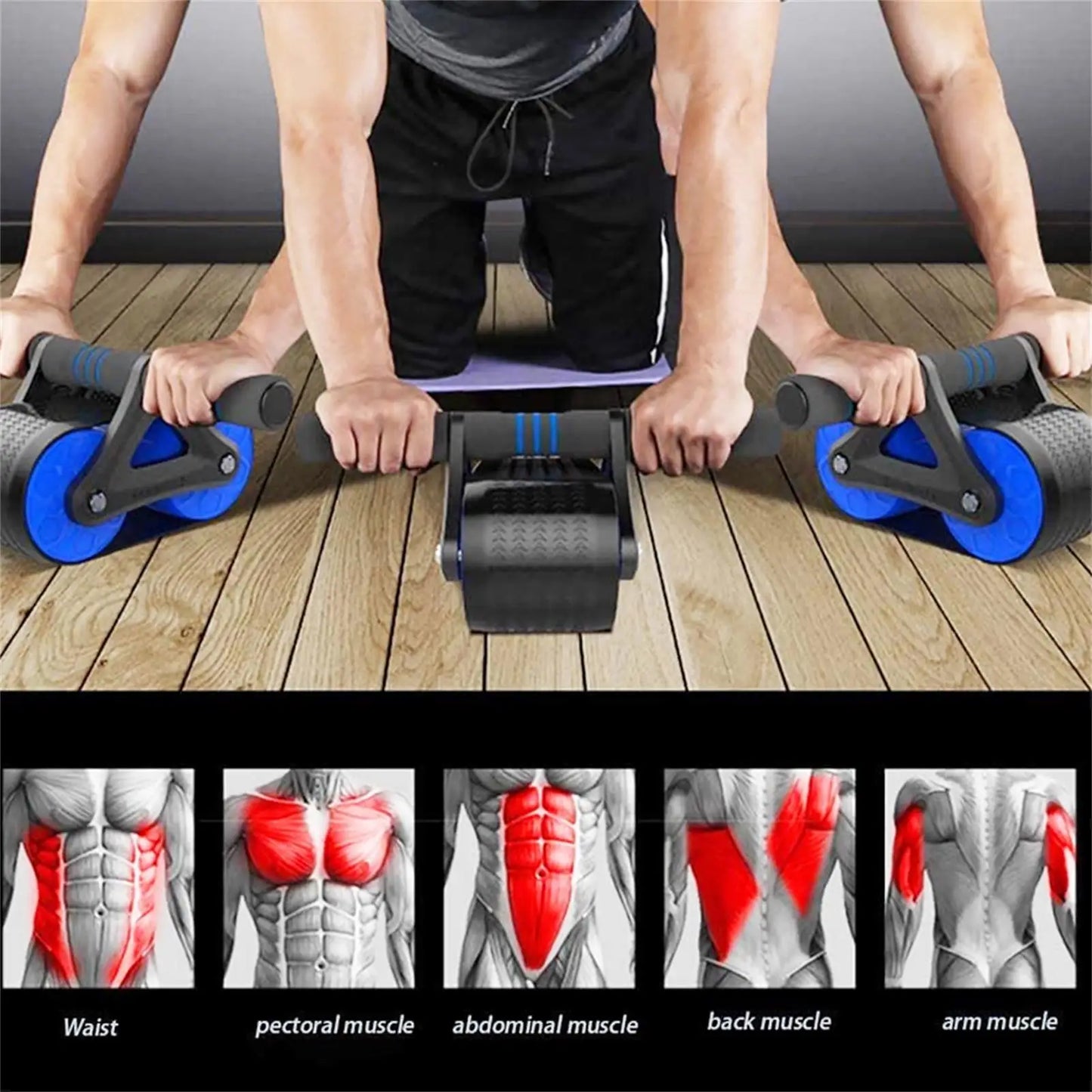 Springback Wheels Roller Abdominal Fitness Exercise Equipment