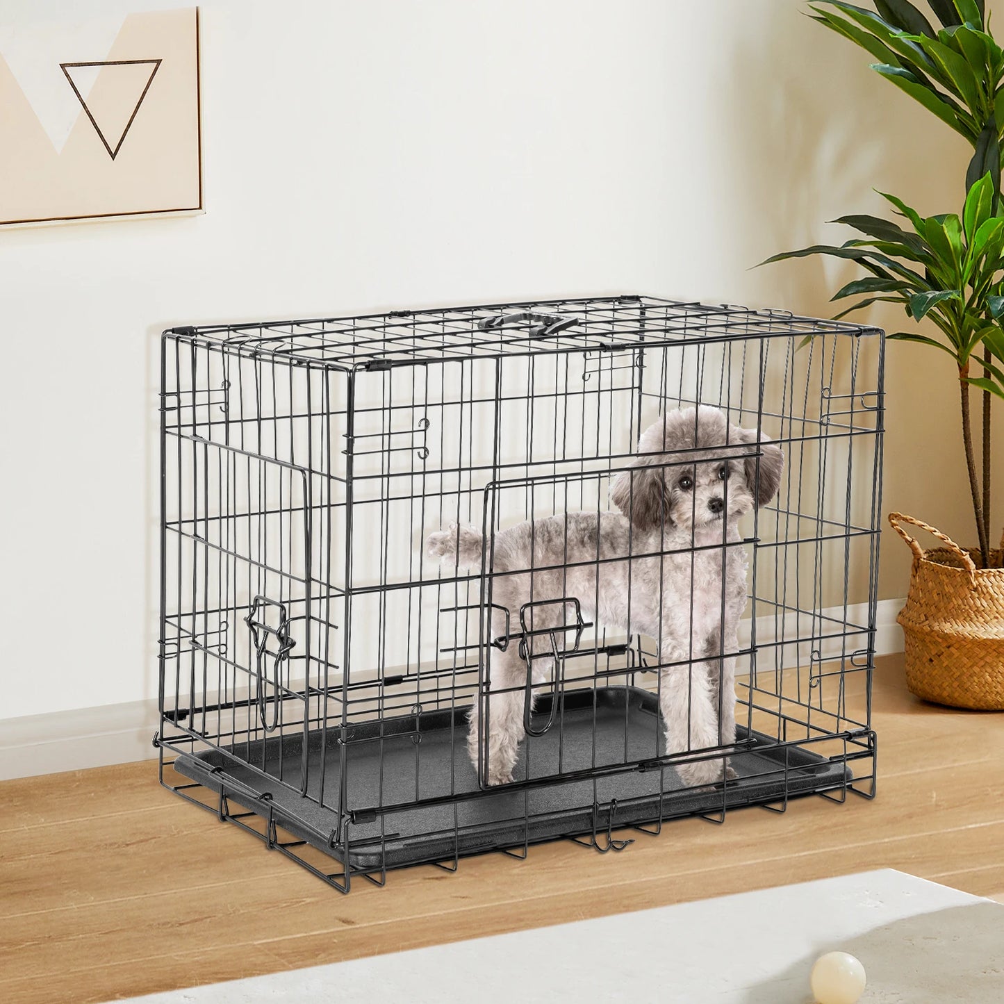 JHK Double Door Folding Metal Wire Dog Cage Kennel