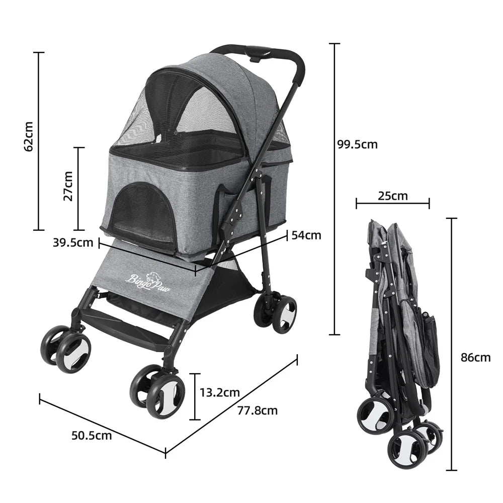 Foldable Pet Dog Stroller by NoEnName for Travel and Jogging