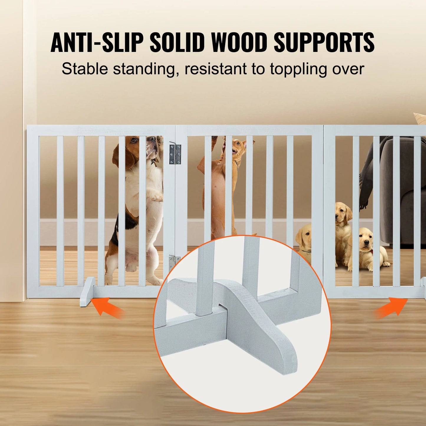 SucceBuy Freestanding Dog Gate Expandable 3 Panel Barrier