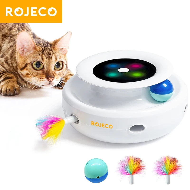 ROJECO 2 in 1 Smart Cat Toy Interactive Fun Ball Set