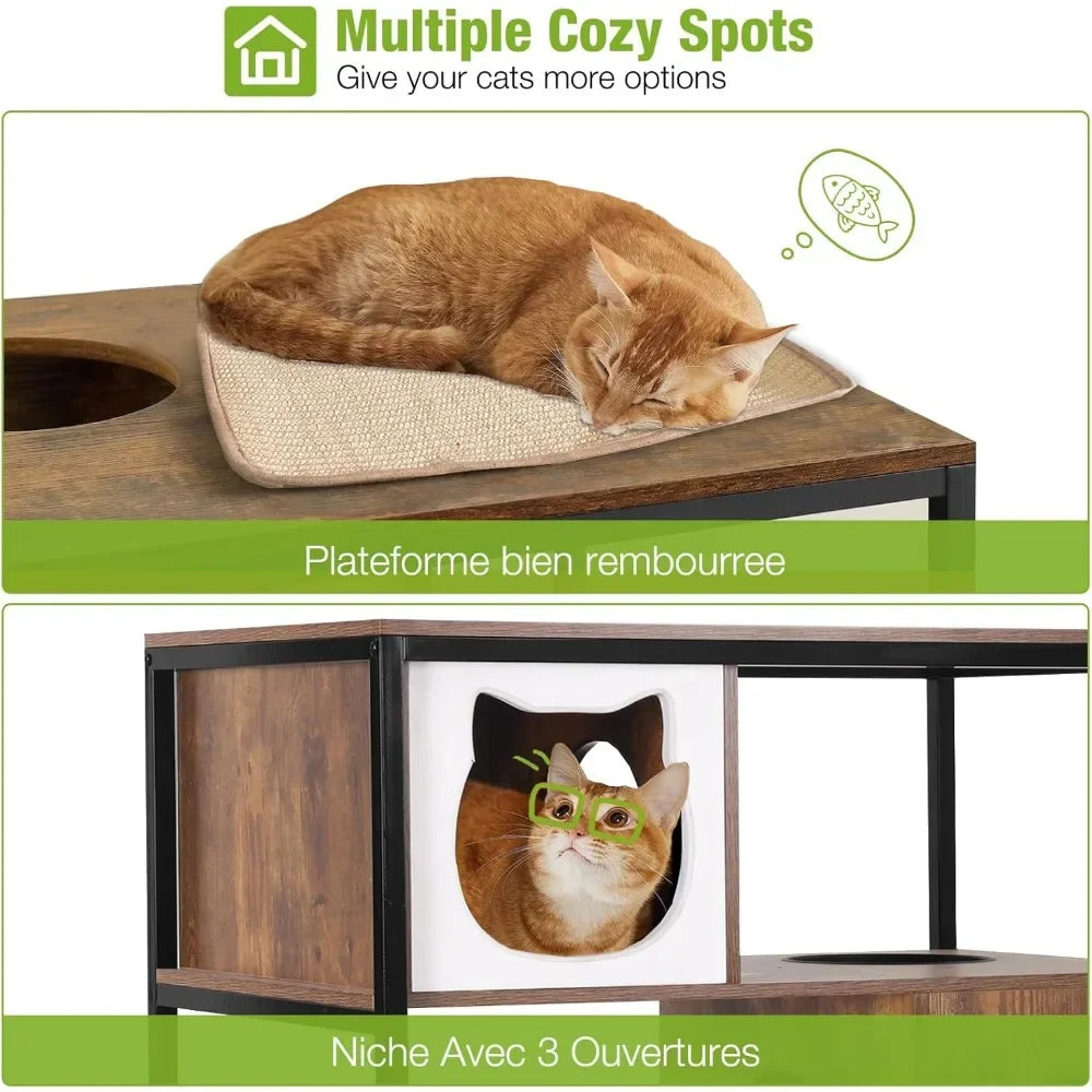 Huanzhuang Cat Litter Box Enclosure and Cat Tree Furniture