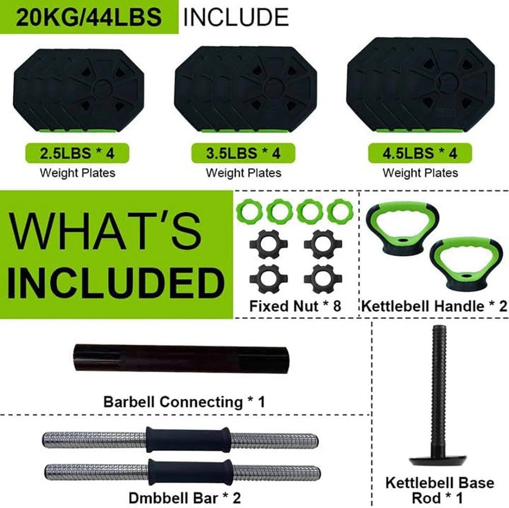 HiMISS 4 In 1 Adjustable Dumbbell Set 44Lbs Home Gym