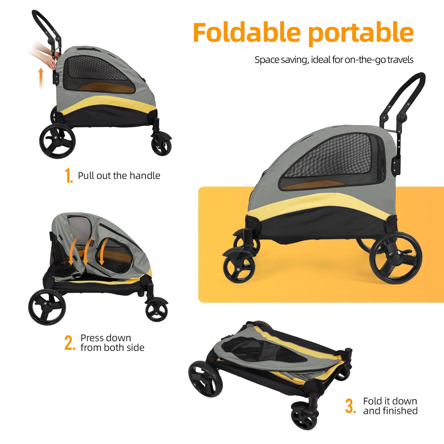 Dog Stroller Ultra Large 4 Wheels Pet Jogger Wagon