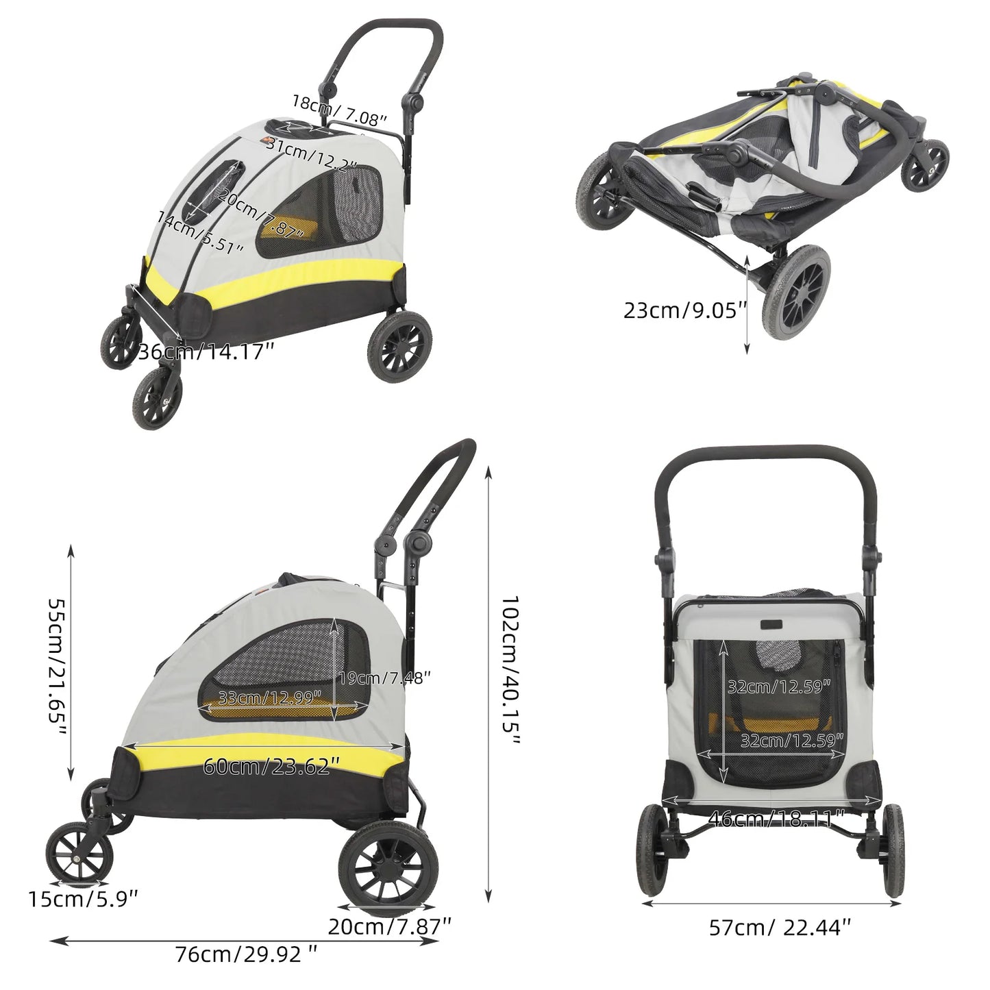 Premium Dog Stroller Pram by NoEnName for All Breeds