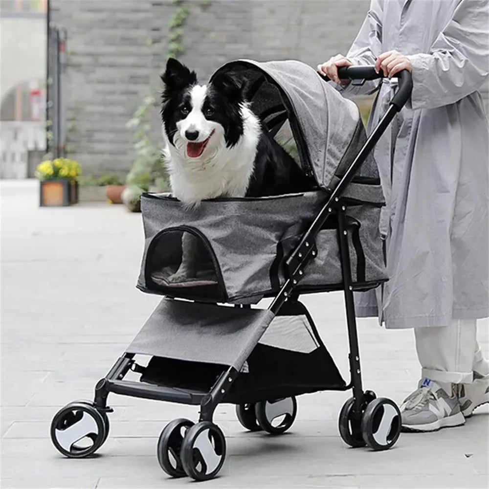 Foldable Pet Dog Stroller by NoEnName for Travel and Jogging