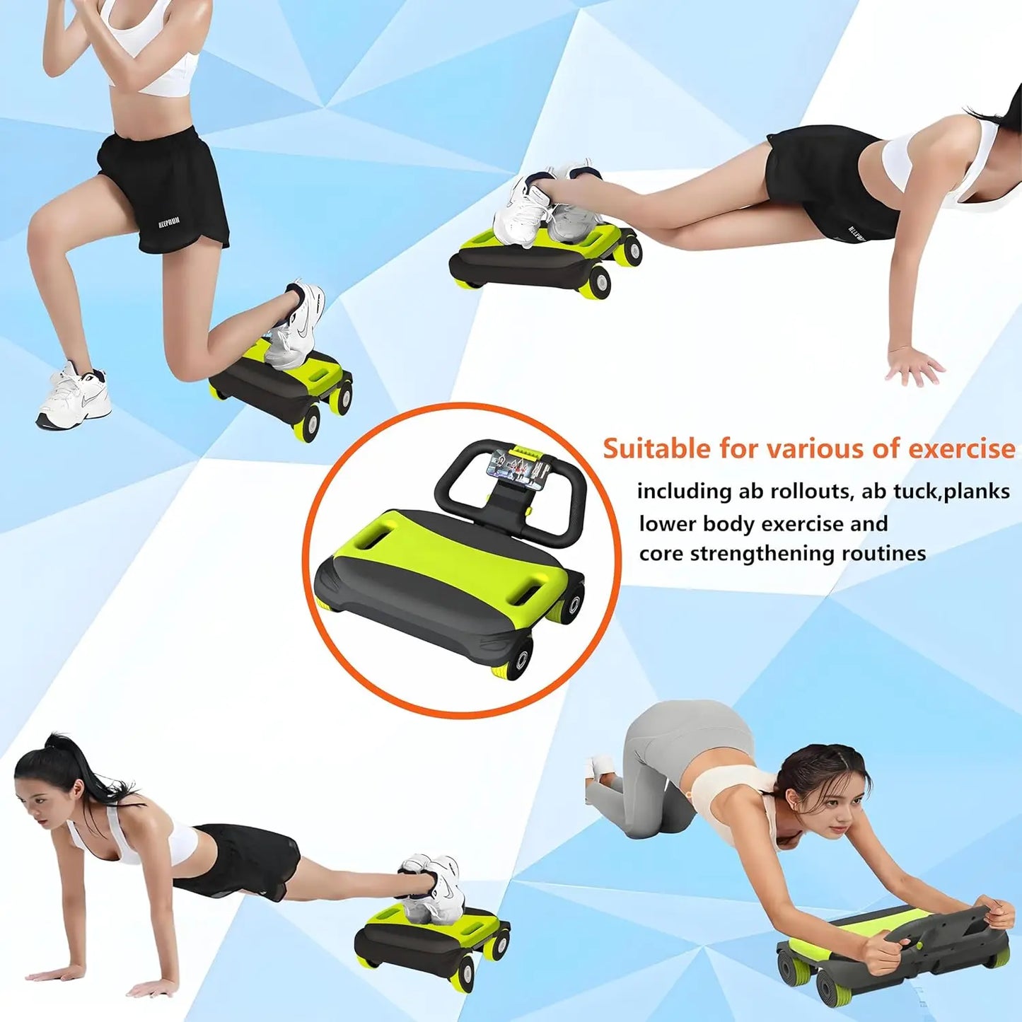 4-Wheel Ab Roller by NoEnName for Core Strength Training