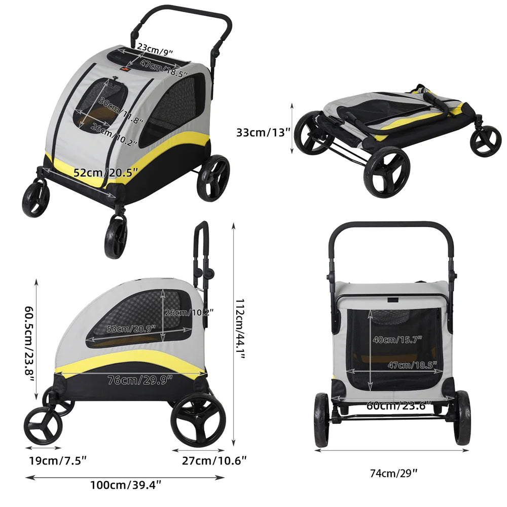 Premium Dog Stroller Pram by NoEnName for All Breeds