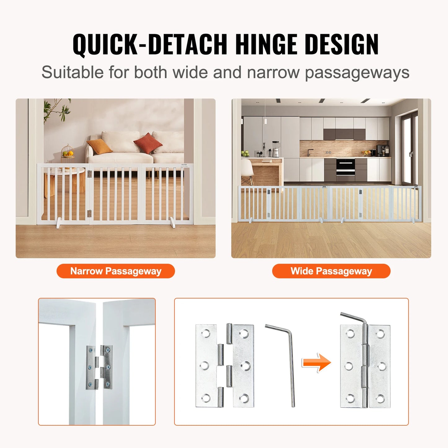 SucceBuy Freestanding Dog Gate Expandable 3 Panel Barrier