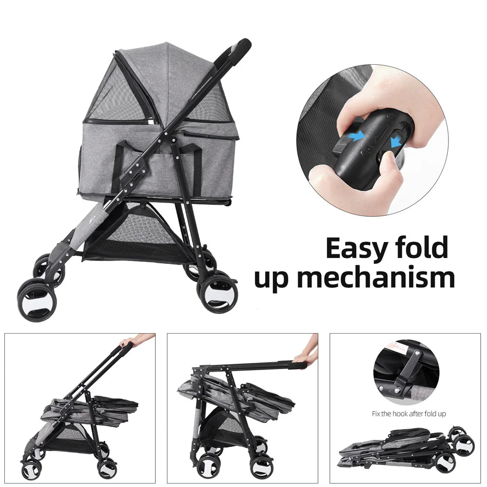 Foldable Pet Dog Stroller by NoEnName for Travel and Jogging