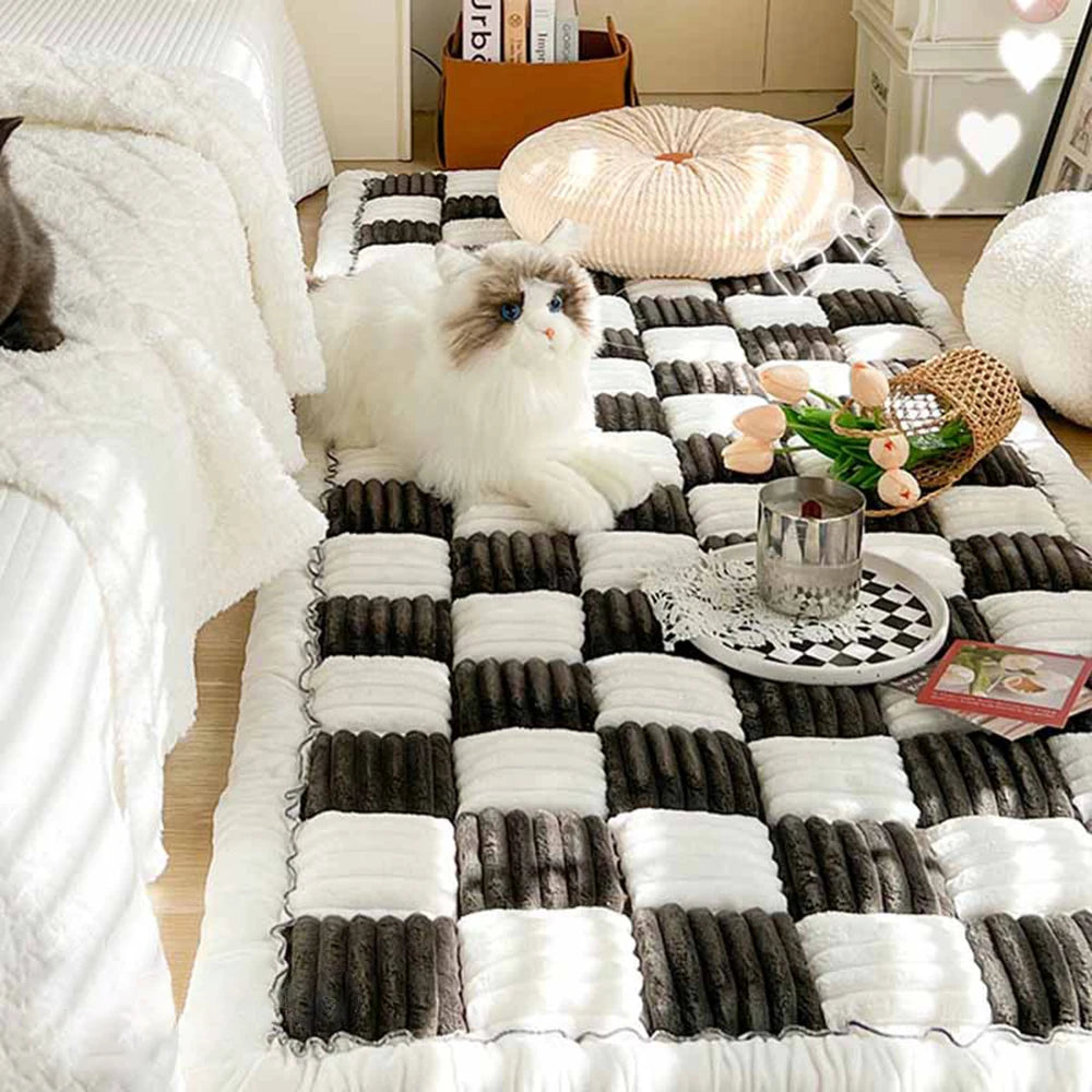 Petravel Large Plaid Dog Bed Mat Washable Anti-slip Cover