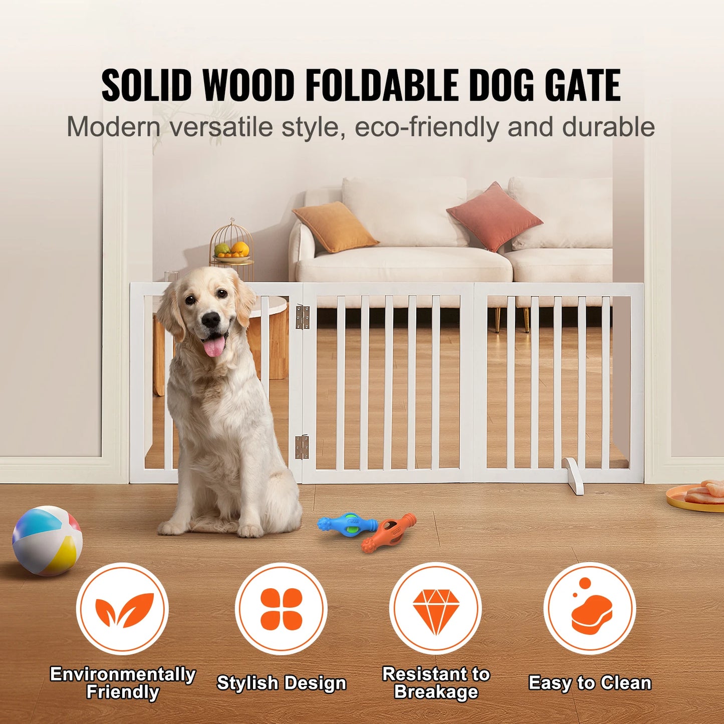 SucceBuy Freestanding Dog Gate Expandable 3 Panel Barrier