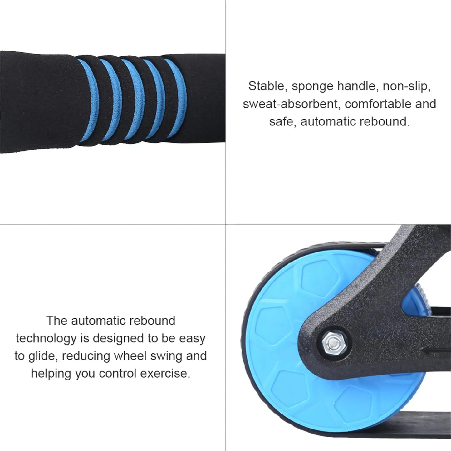 Springback Wheels Roller Abdominal Fitness Exercise Equipment