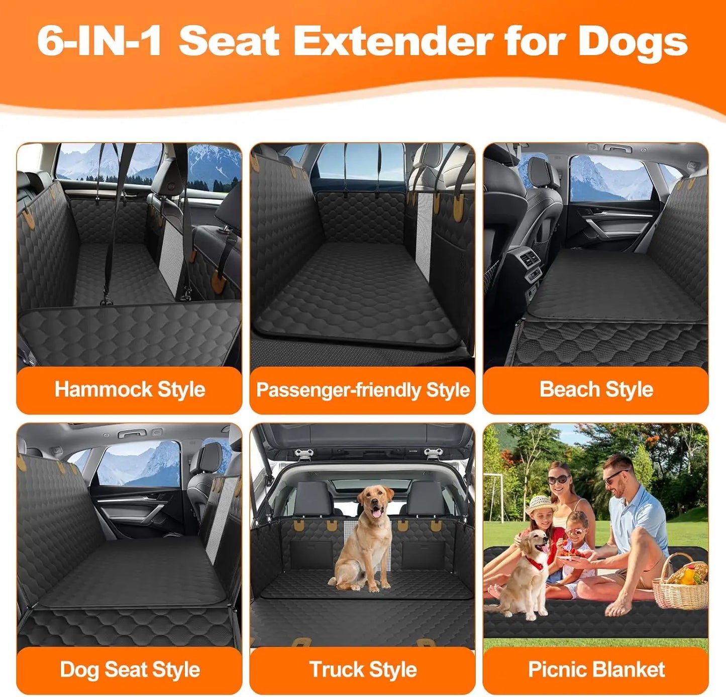 Wedyvko Waterproof Pet Travel Hammock Car Seat Protector