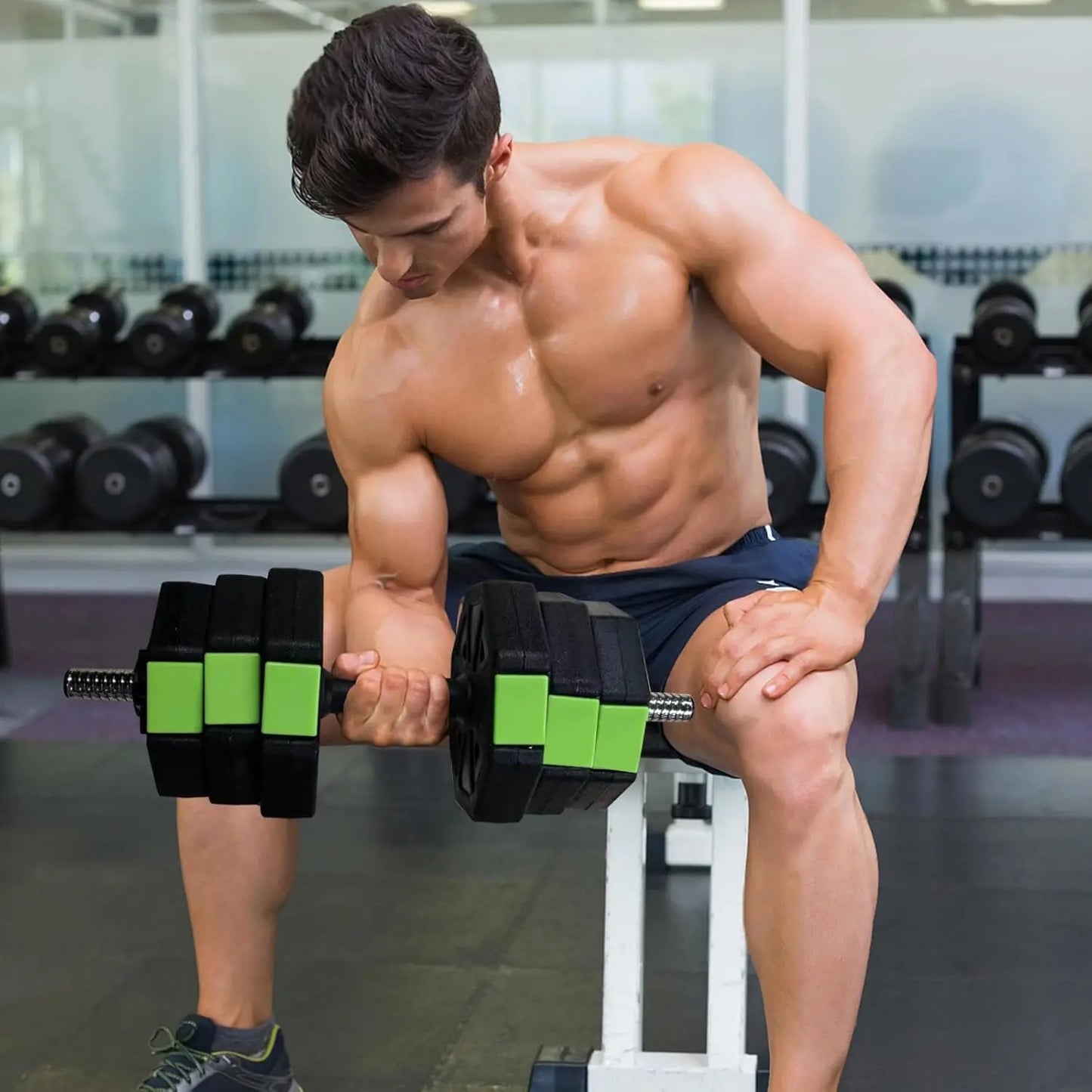 HiMISS 4 In 1 Adjustable Dumbbell Set 44Lbs Home Gym