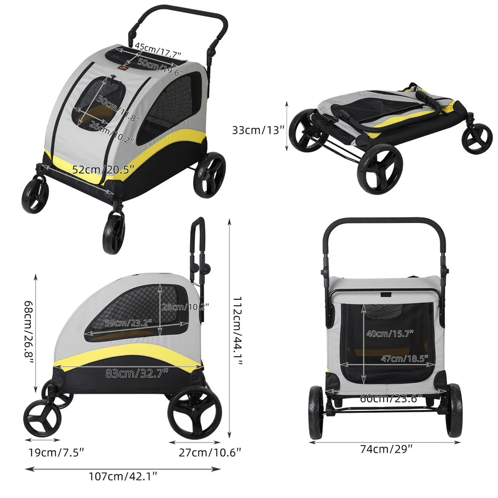 Premium Dog Stroller Pram by NoEnName for All Breeds