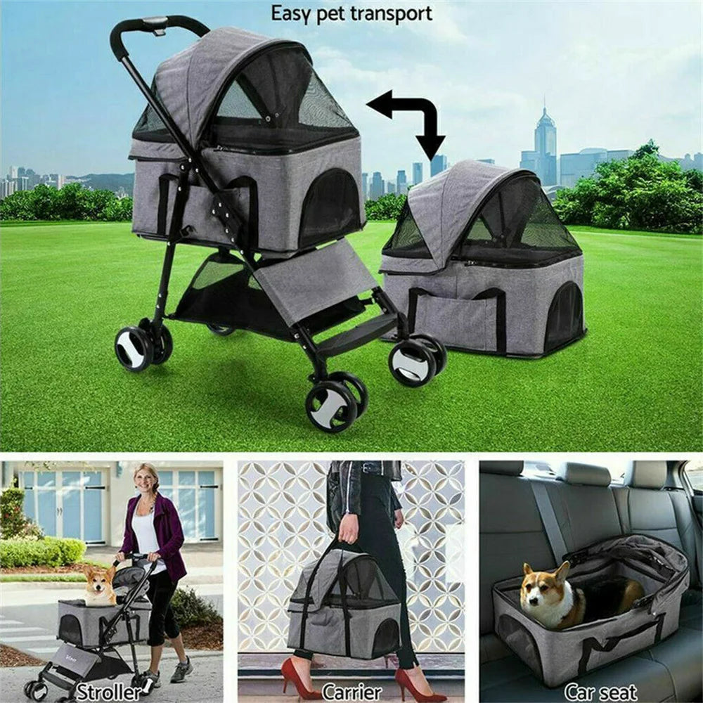 Foldable Pet Dog Stroller by NoEnName for Travel and Jogging