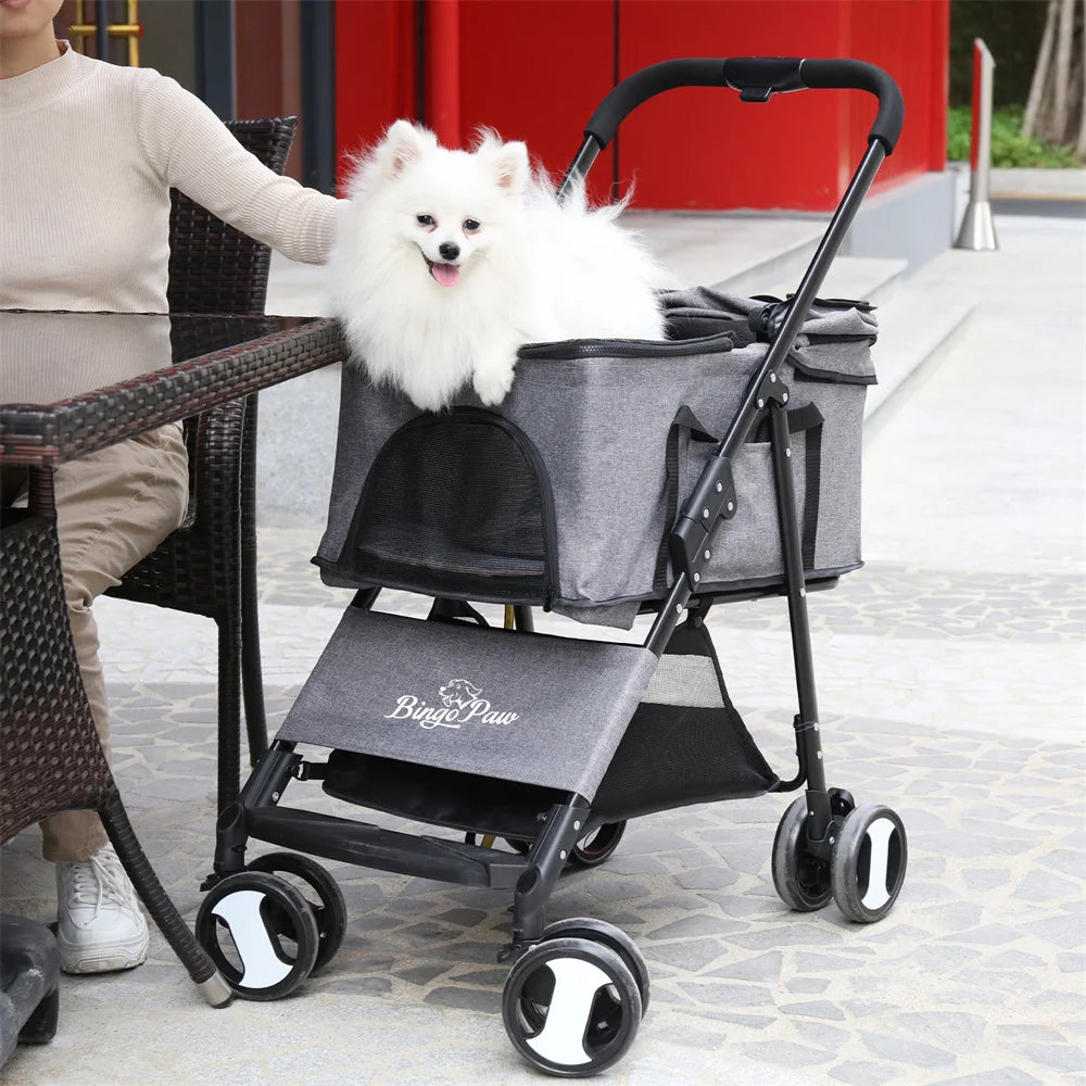 Foldable Pet Dog Stroller by NoEnName for Travel and Jogging