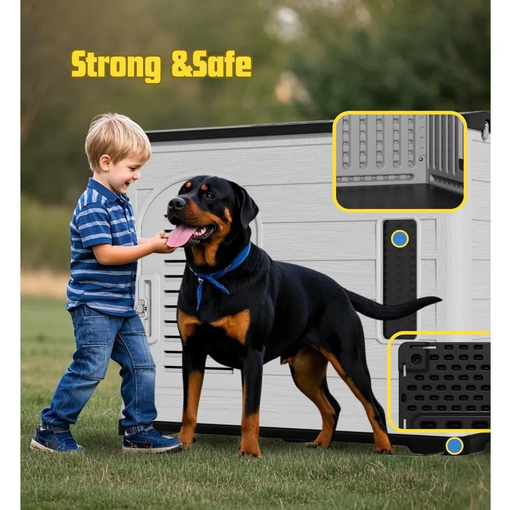 MKDK Large Durable Plastic Dog House for Big Dogs