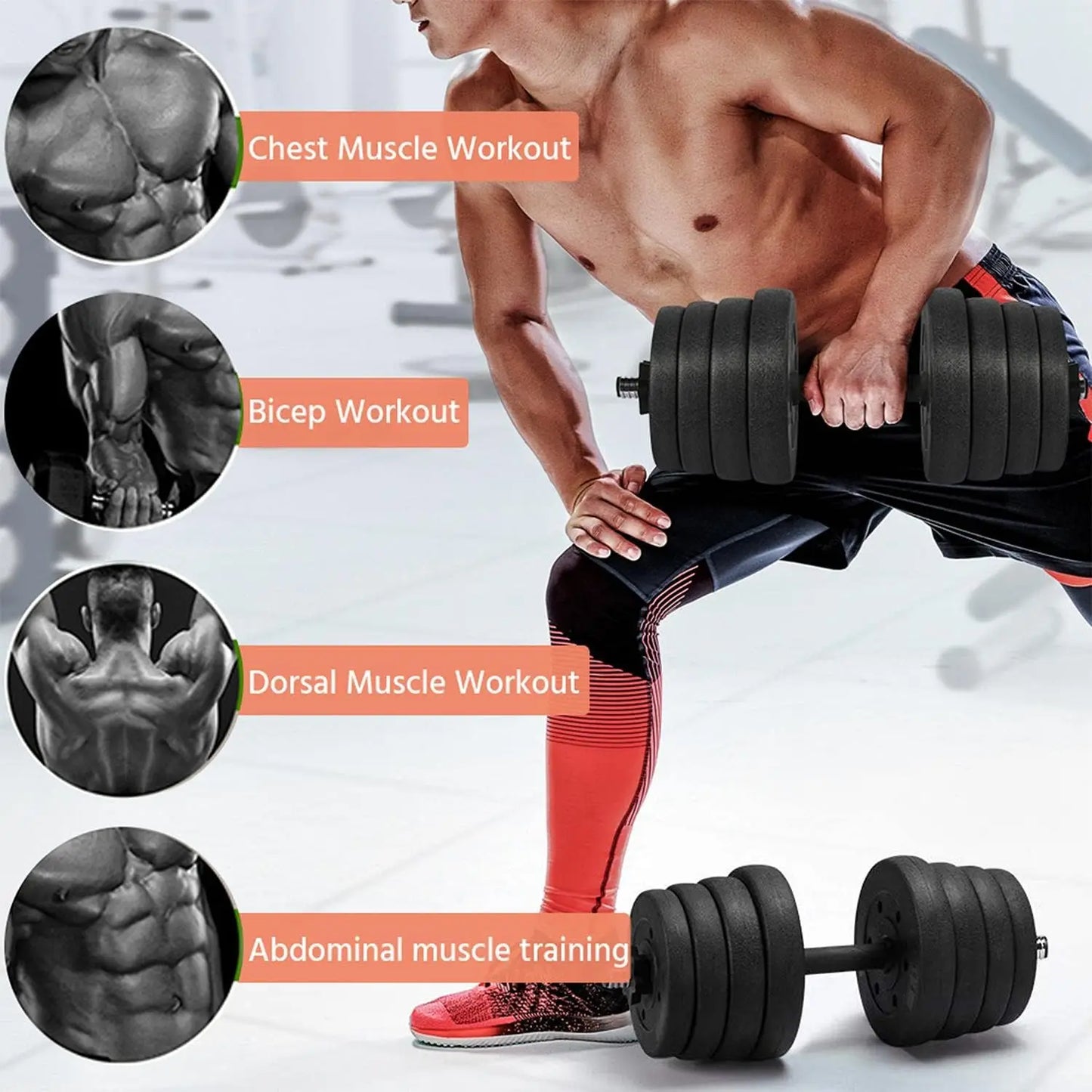 Dumbbell Set 66Lb For Home Gym Strength Training Gear