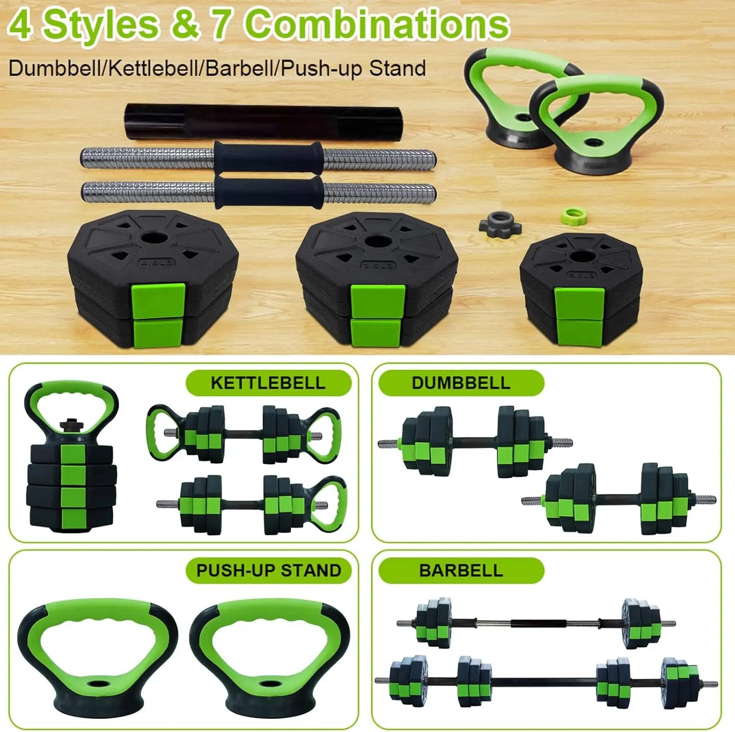 HiMISS 4 In 1 Adjustable Dumbbell Set 44Lbs Home Gym