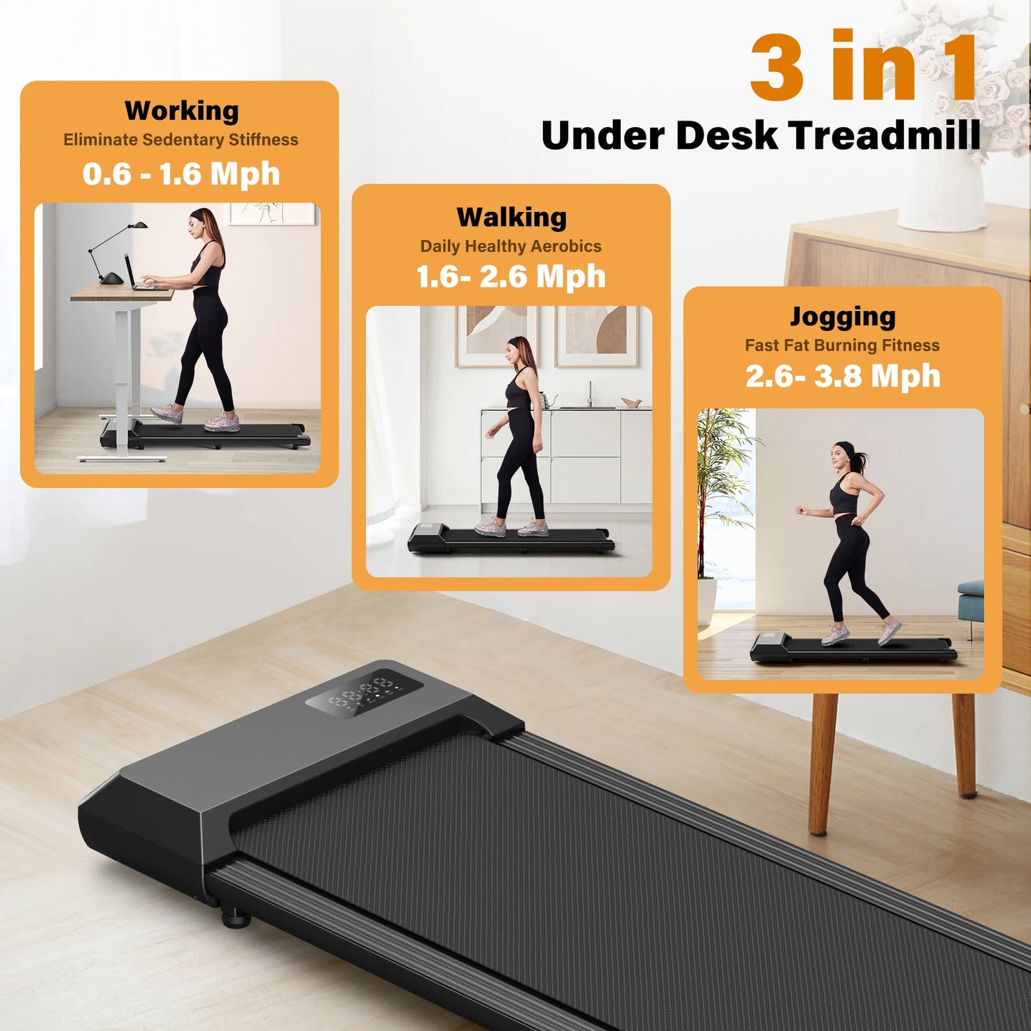 Superun Under Desk Treadmill For Home Office With App