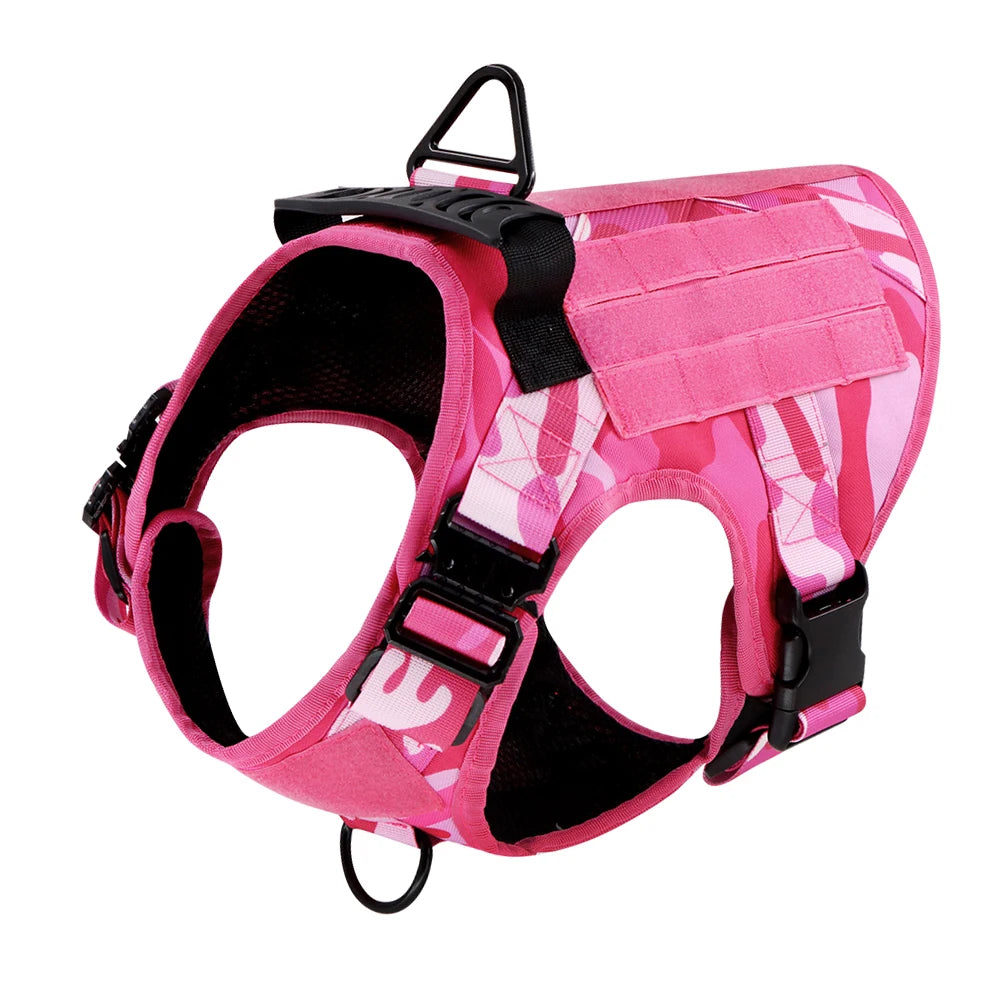 Petravel Military Pink Camouflage Dog Harness for Training