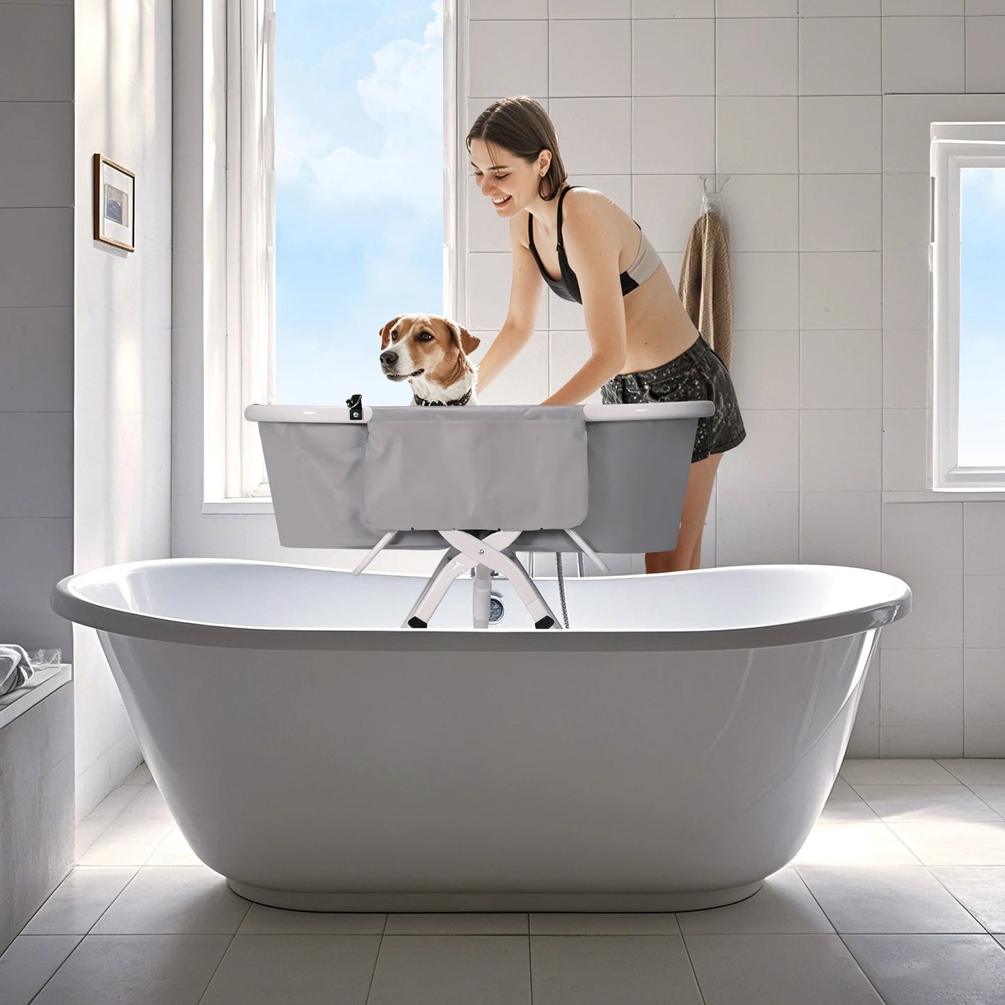 Portable Elevated Pet Bathtub by NoEnName for Dogs