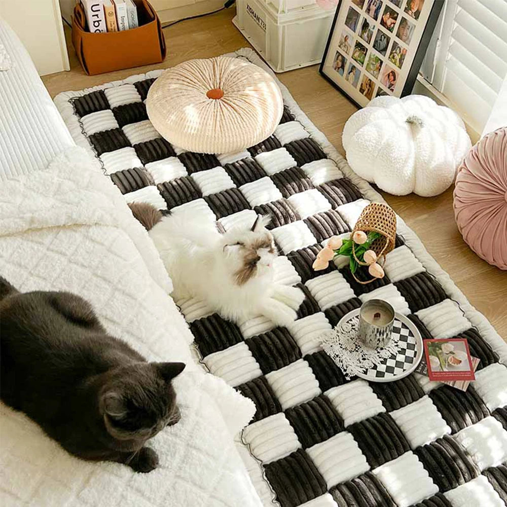 Petravel Large Plaid Dog Bed Mat Washable Anti-slip Cover
