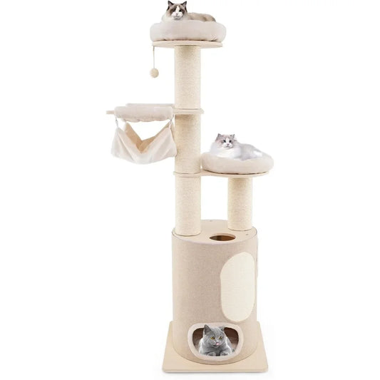 HuanZhuang 74 Inch Multi-Level Cat Tree Tower with Hammocks