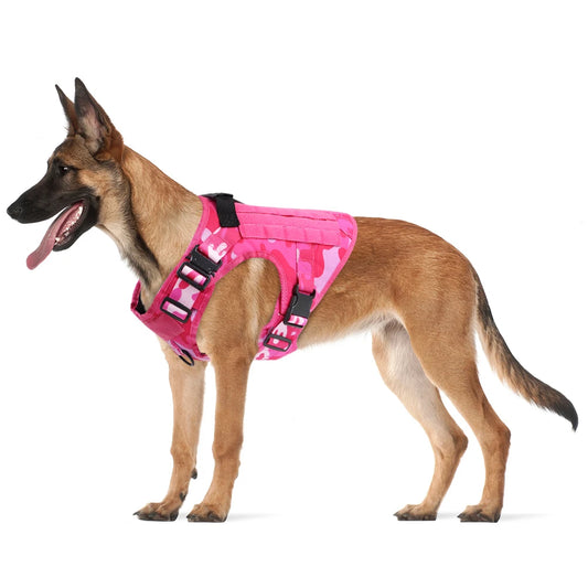 Petravel Military Pink Camouflage Dog Harness for Training