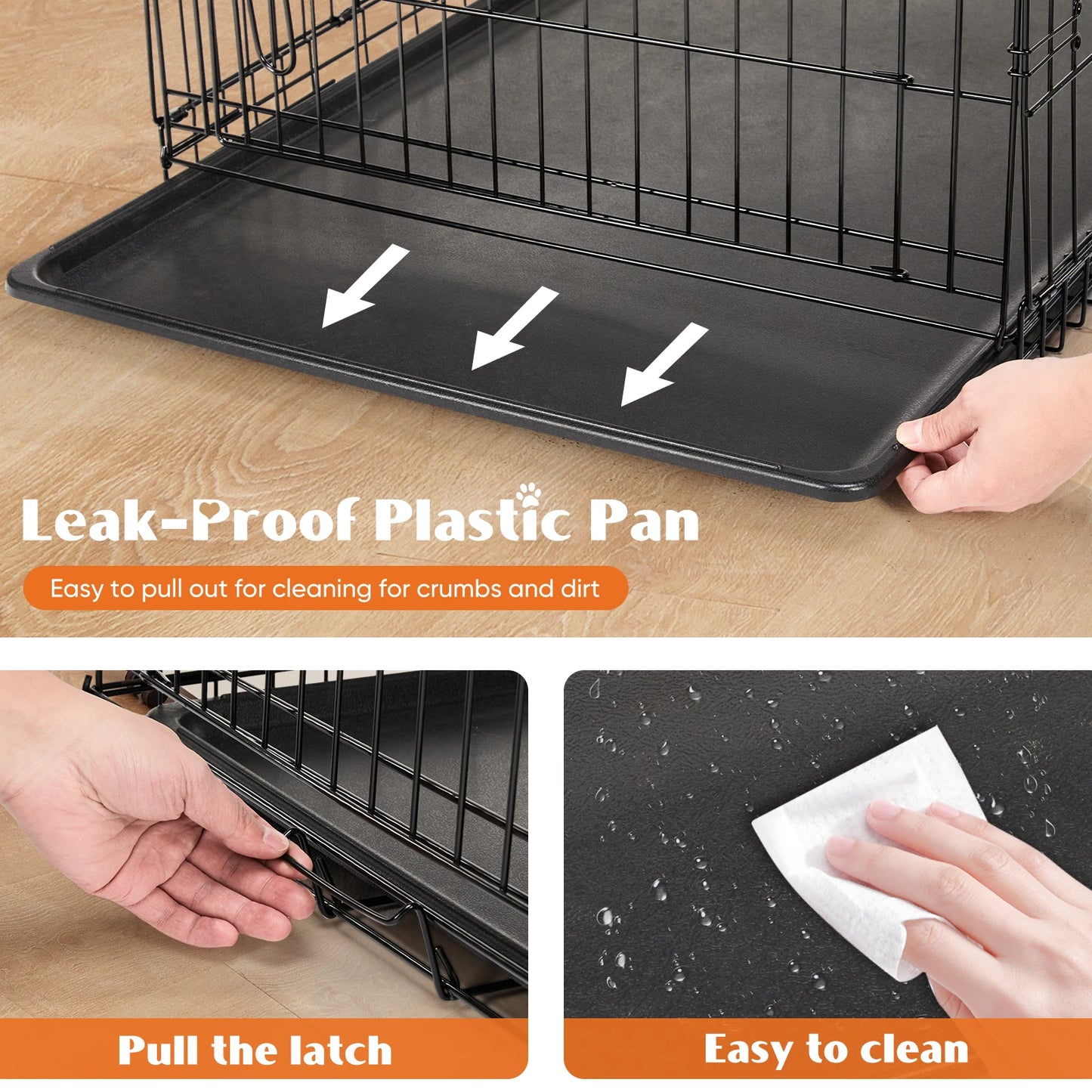 JHK Double Door Folding Metal Wire Dog Cage Kennel