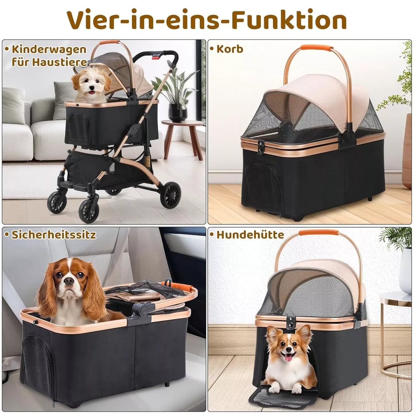 Foldable Dog Stroller with 360 Degree Wheels by NoEnName