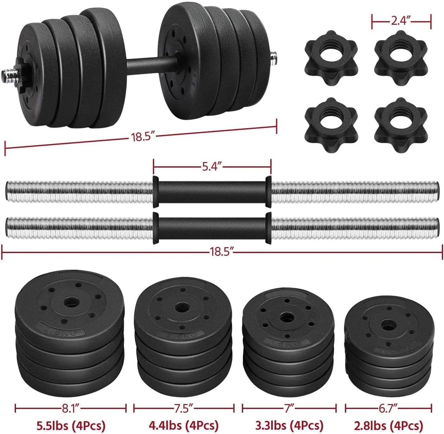 Dumbbell Set 66Lb For Home Gym Strength Training Gear