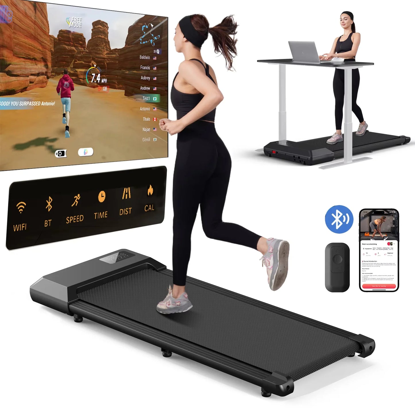 Superun Under Desk Treadmill For Home Office With App