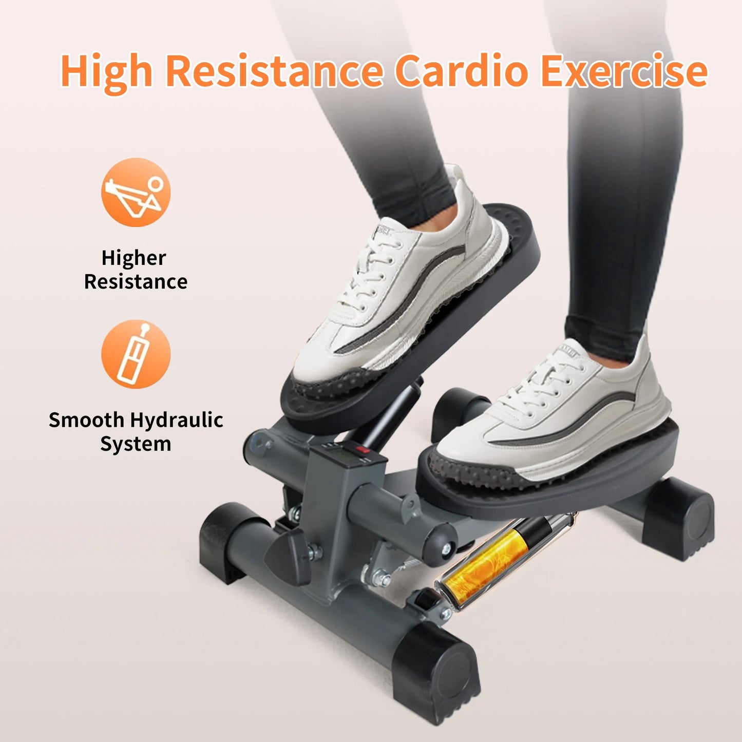 LeikeFitness Mini Stair Stepper with Digital Monitor and Bands