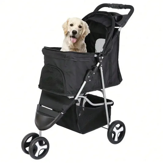 Foldable 3 Wheel Dog Stroller with Cup Holder by NoEnName