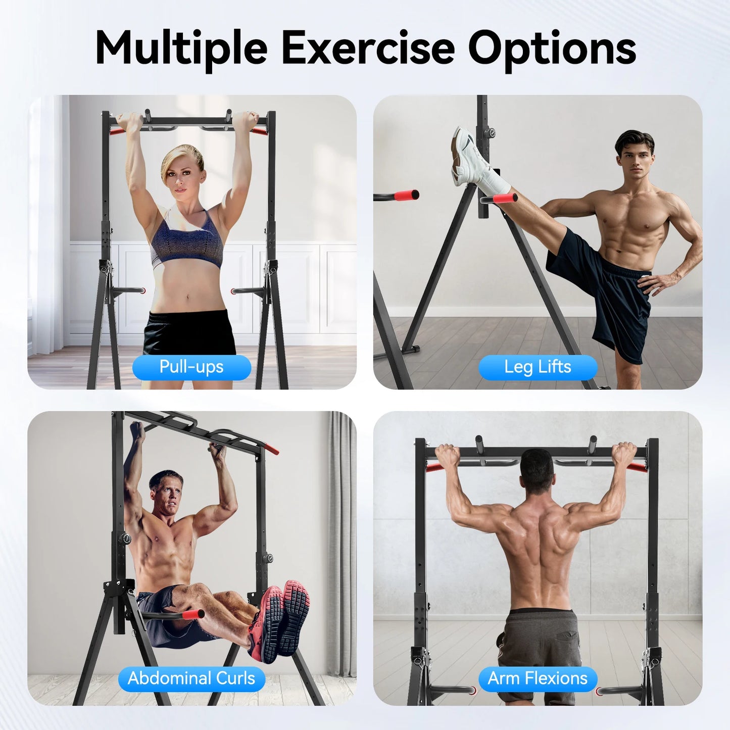 Foldable Adjustable Pull Up Bar Triangular Home Gym Station