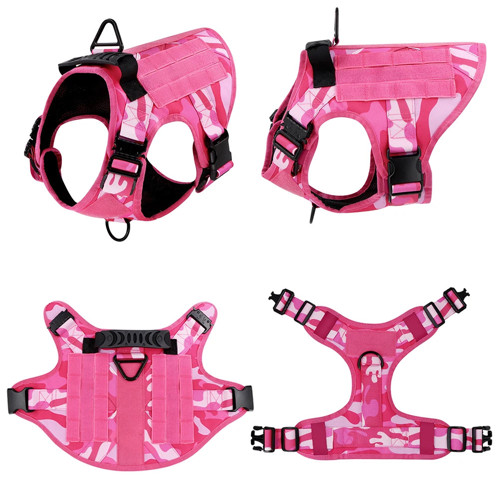 Petravel Military Pink Camouflage Dog Harness for Training