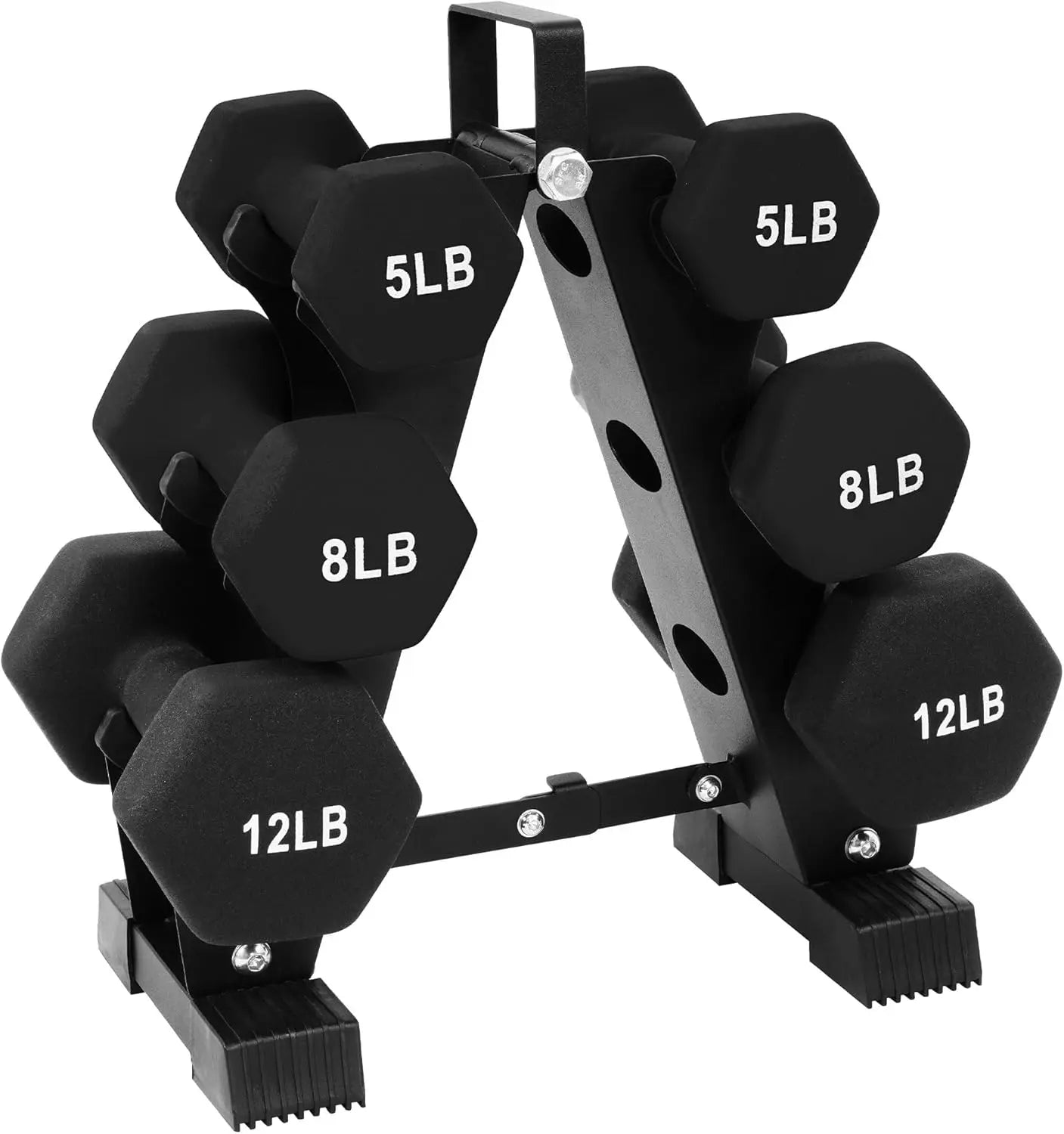 Dumbbell Set With Stand Neoprene Coated Home Gym Equipment