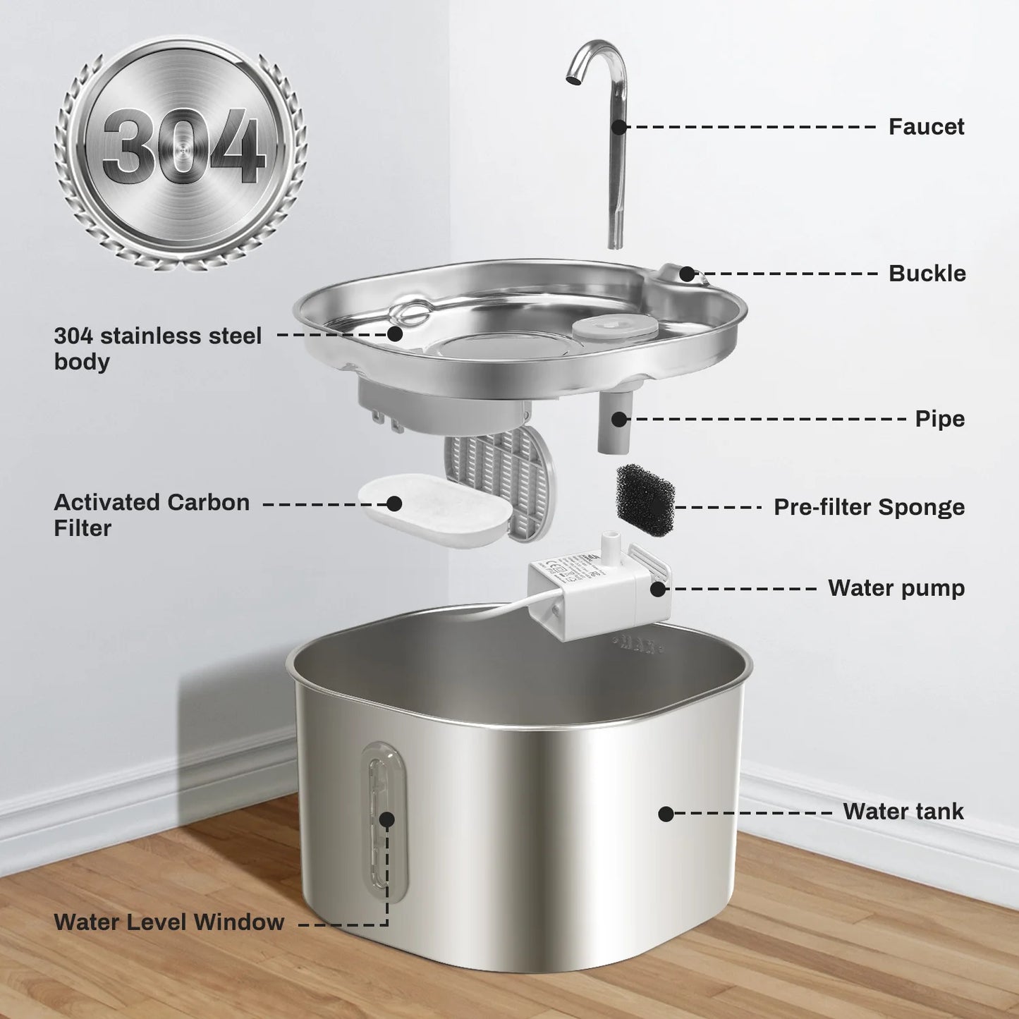 Stainless Steel Cat Water Fountain by NoEnName