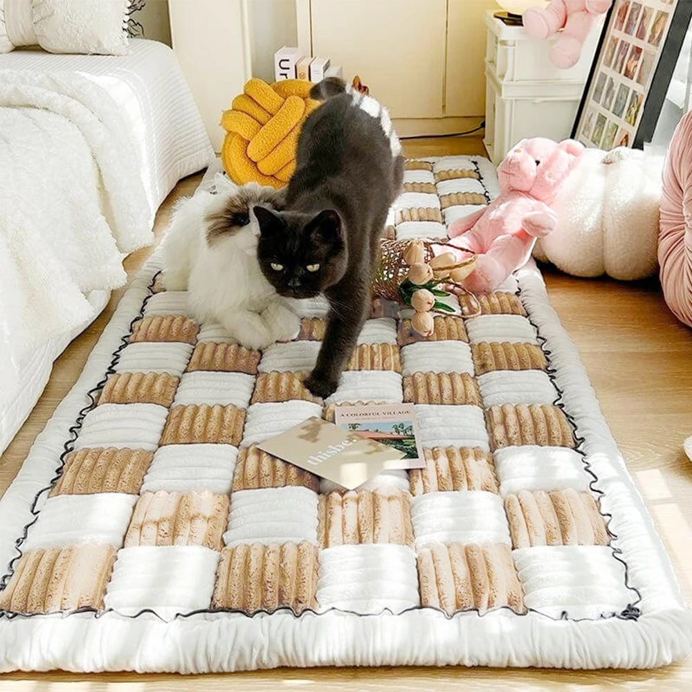 Petravel Large Plaid Dog Bed Mat Washable Anti-slip Cover
