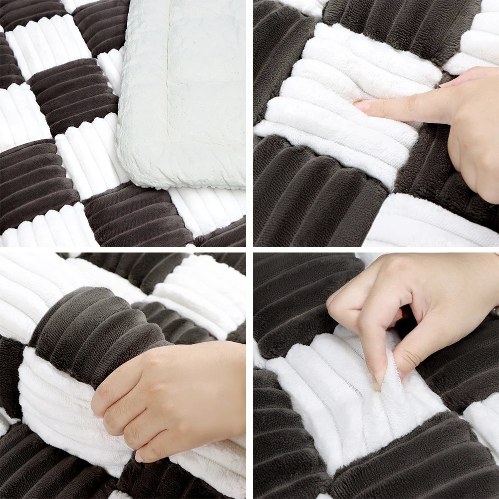 Petravel Large Plaid Dog Bed Mat Washable Anti-slip Cover