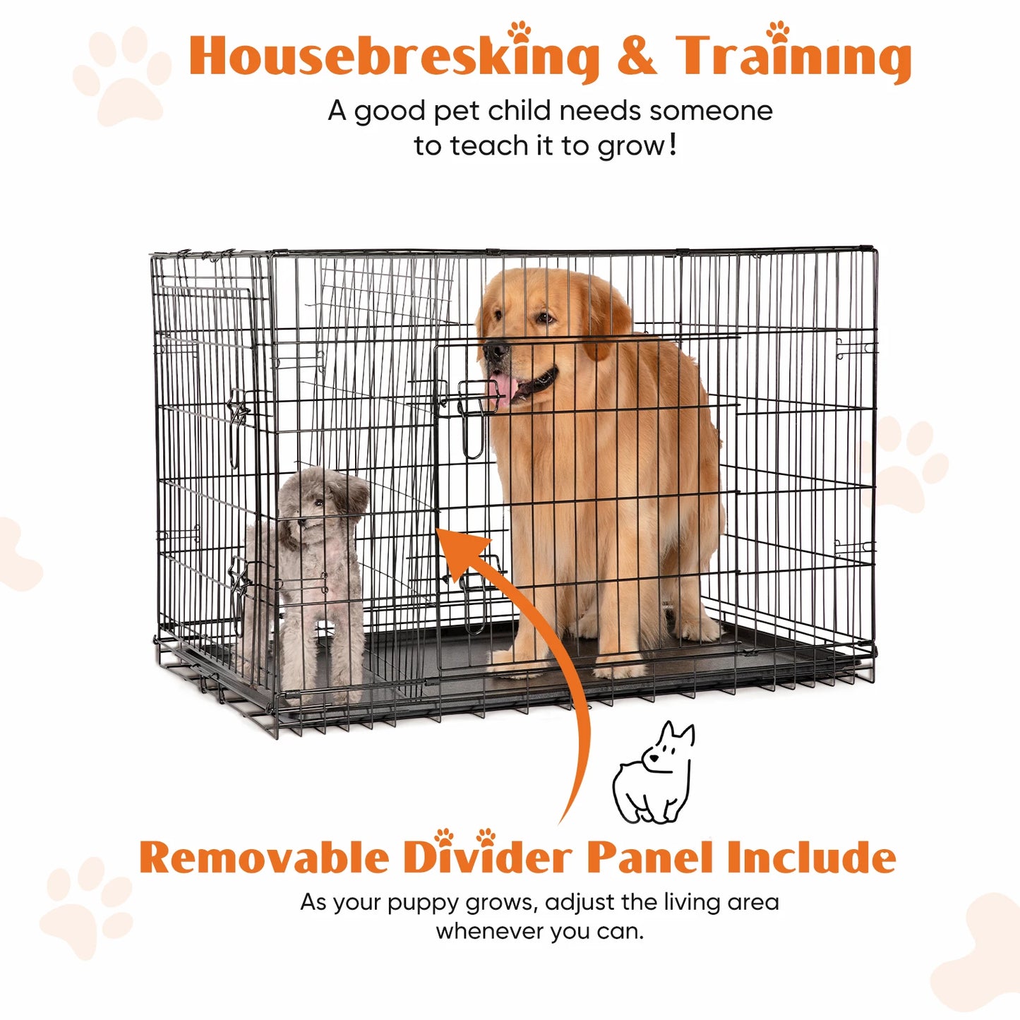 JHK Double Door Folding Metal Wire Dog Cage Kennel