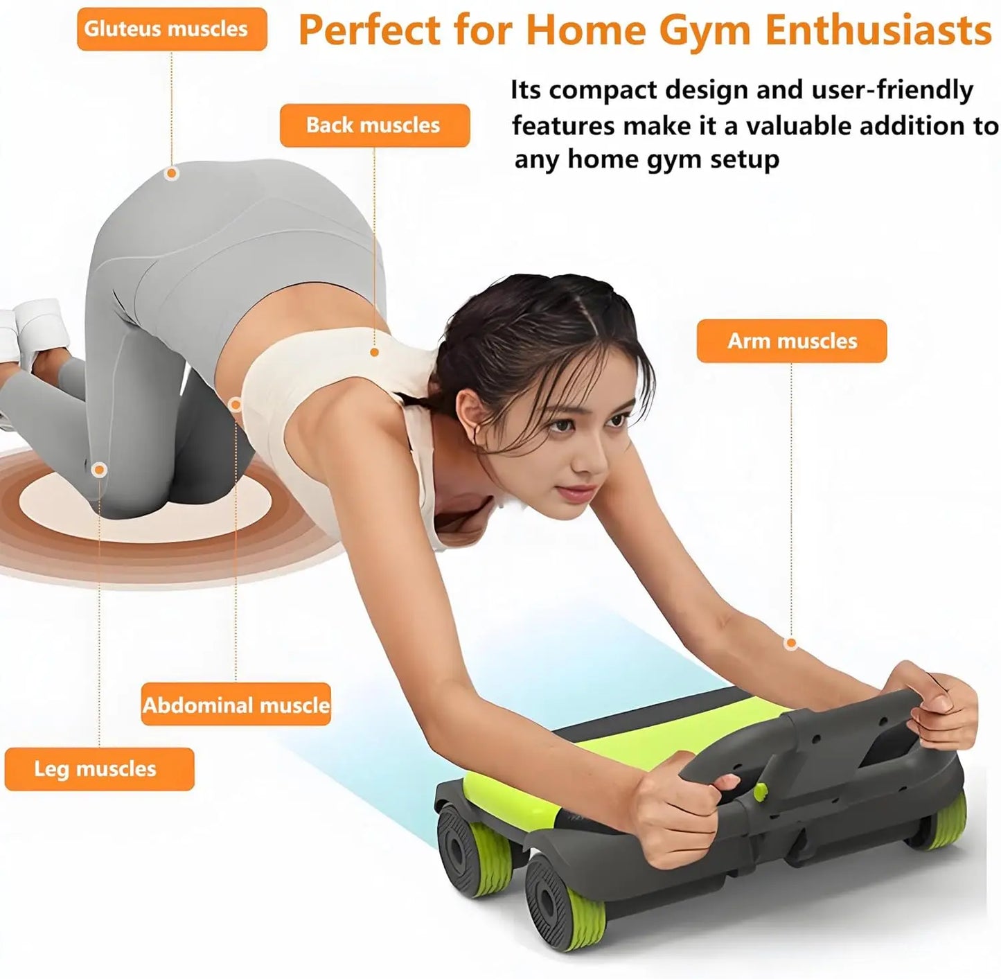 4-Wheel Ab Roller by NoEnName for Core Strength Training