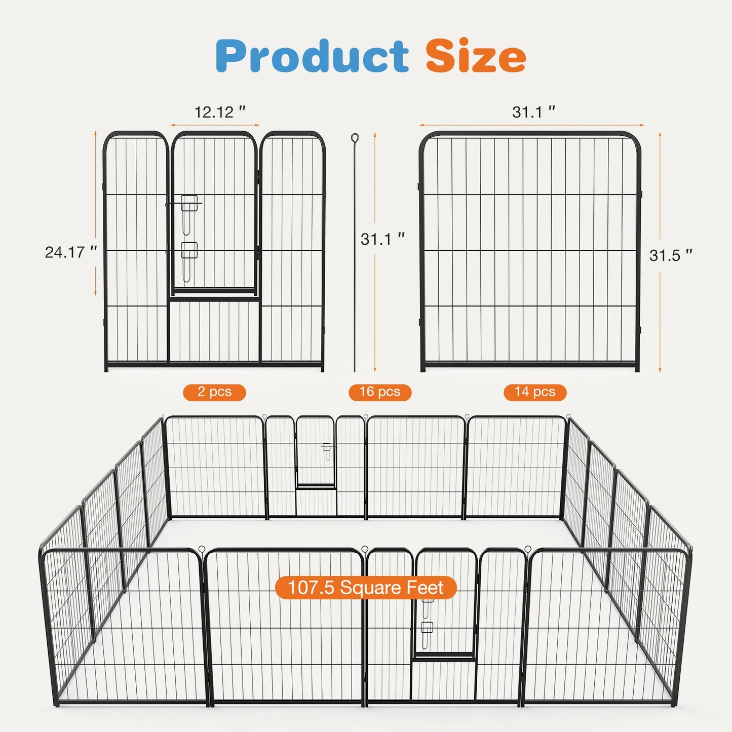 JHK Heavy Duty Dog Playpen Indoor Outdoor Pet Fence