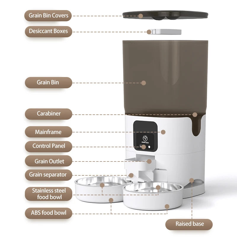 PAPIFEED Smart Automatic Cat Dog Food Feeder 7L Capacity