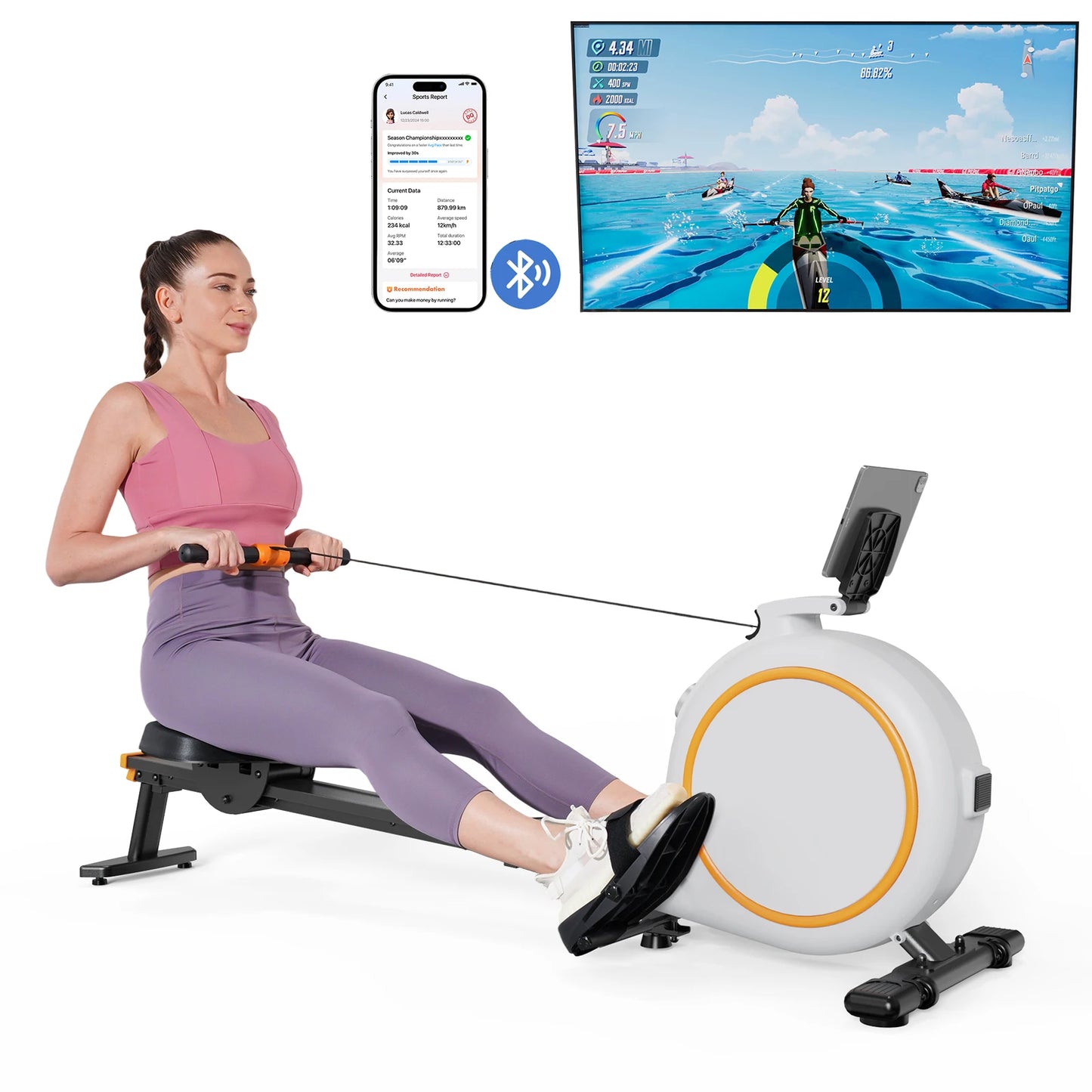 Flywheel 32 Level Rowing Machine With LED Monitor Fitness